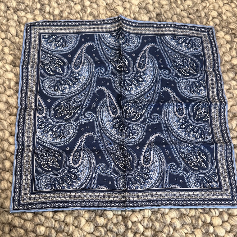 Classic Navy Paisley Pocket Square - Refined Men’s Accessory